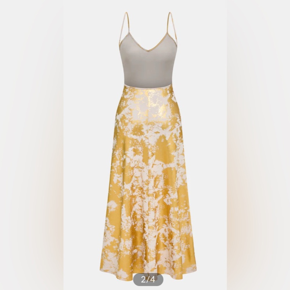 πNEWπ Metallic Print V-Neck Backless Slip Long Dress - Picture 2 of 2